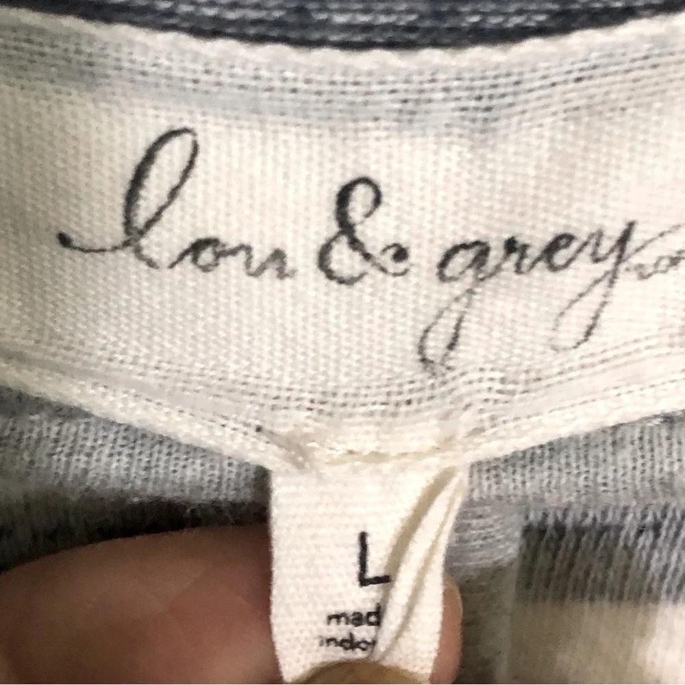 LOU & GREY Anthropologie Moto Jacket Grey & White Stripes Assymetrical Zip sz L - Picture 6 of 13